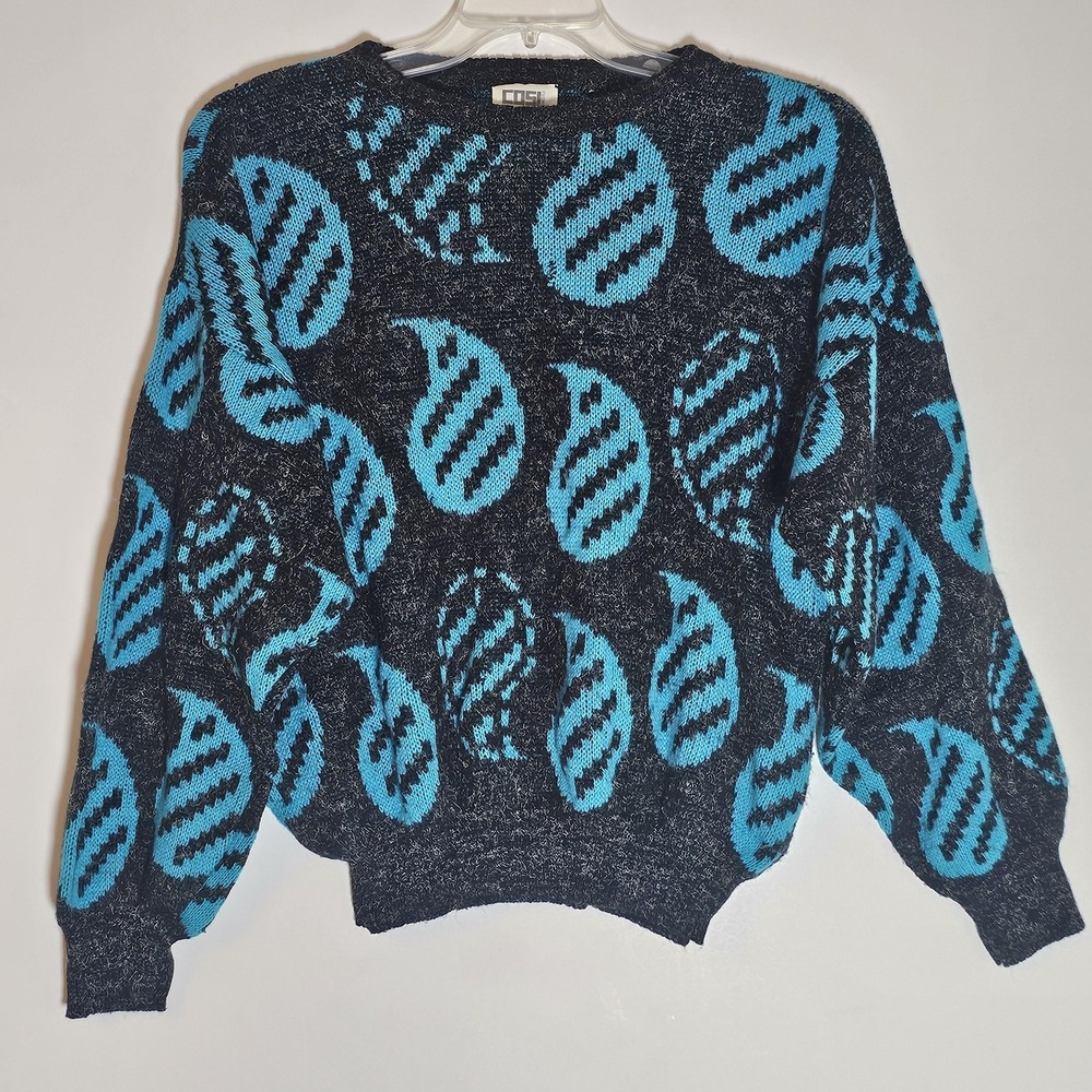 Vintage Cosi Sweater Mens Large Abstract Pattern Pullover Knit 80s 90s
